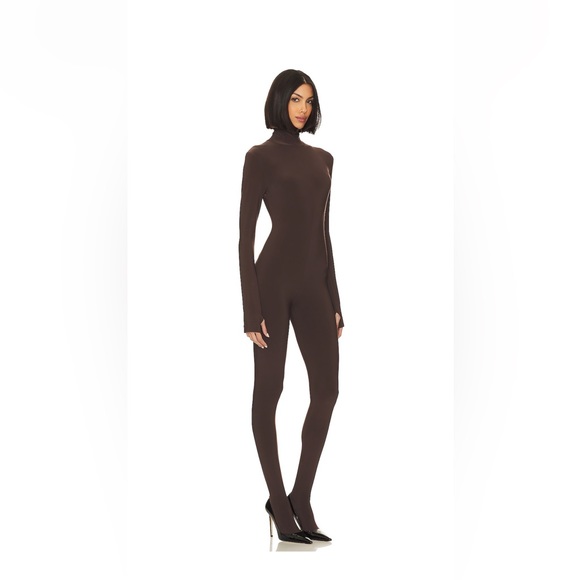 Norma Kamali Slim Fit Turtleneck Catsuit with Footie - Picture 2 of 4